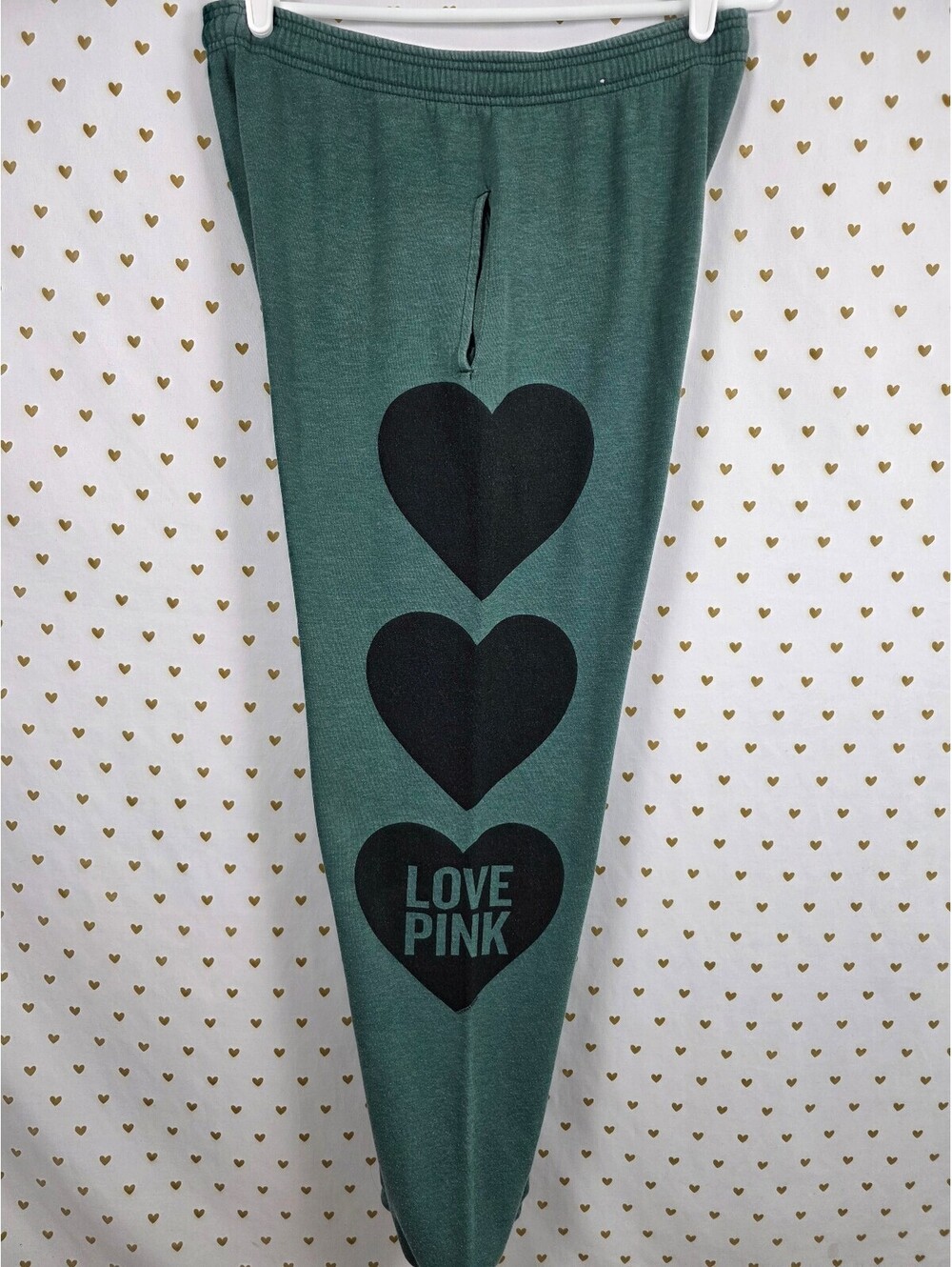 Victorias Secret PINK Vintage Long Love Heart Logo Sweats Sweatpants Small